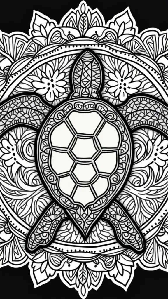 mandala turtle coloring pages